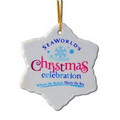 Snowflake shape ceramic ornament with full color imprint - ships in 3 days